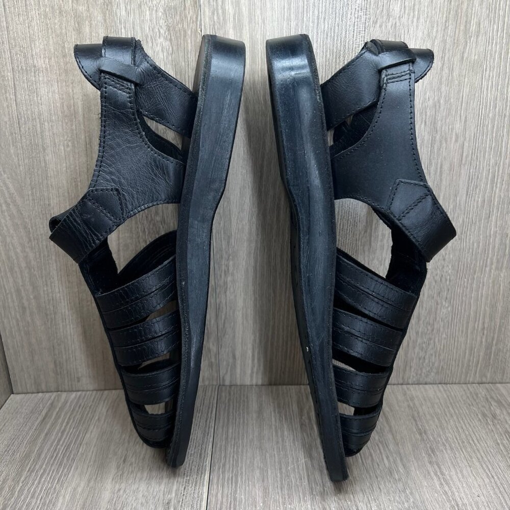 Jerusalem Barak Closed Toe Sandals Mens 46 Ankle Strap Handcrafted Leather Black - Picture 6 of 12